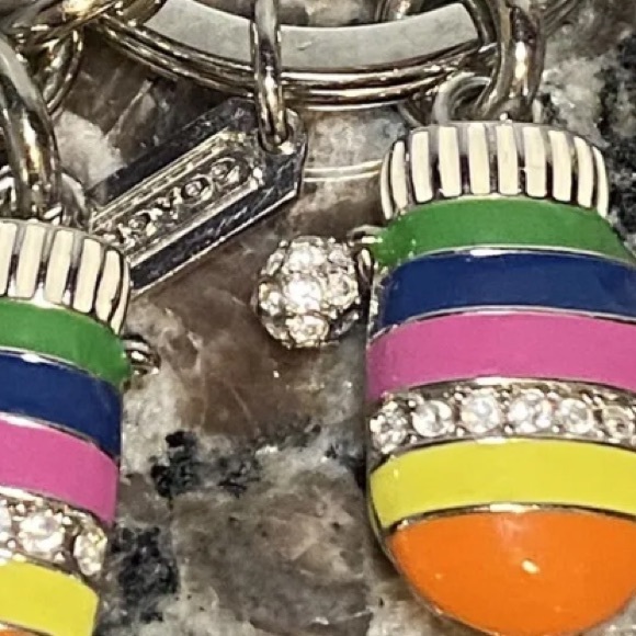 Coach Legacy Stripe Mittens Bag Charm Keychain Fob - Picture 4 of 5